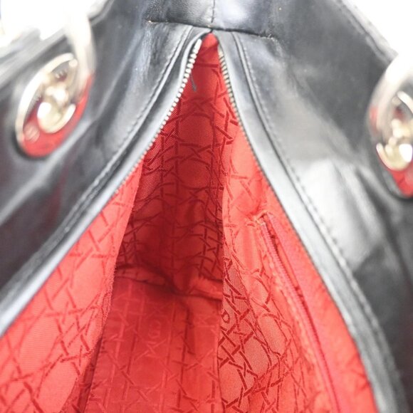 CHRISTIAN DIOR Logo Lady Cannage Shoulder Hand Bag Leather Black SHW 55KB222 - Picture 11 of 16